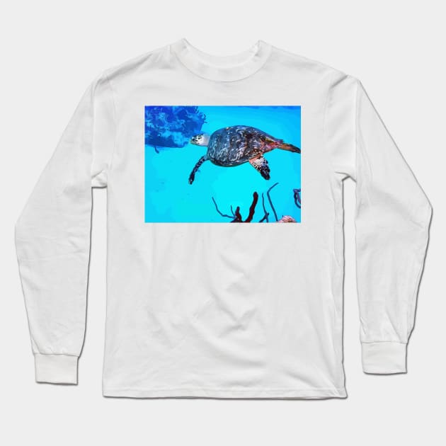 Bimini Scuba Diving Turtle Long Sleeve T-Shirt by WelshDesigns